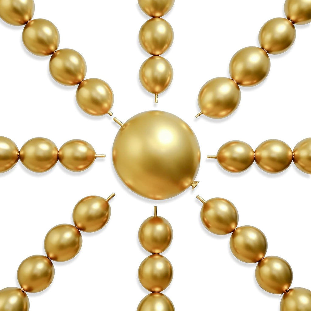 PartyWoo Metallic Gold Linking Balloons - 100pcs 6 Inch Gold Balloons for Celebrations & Events
