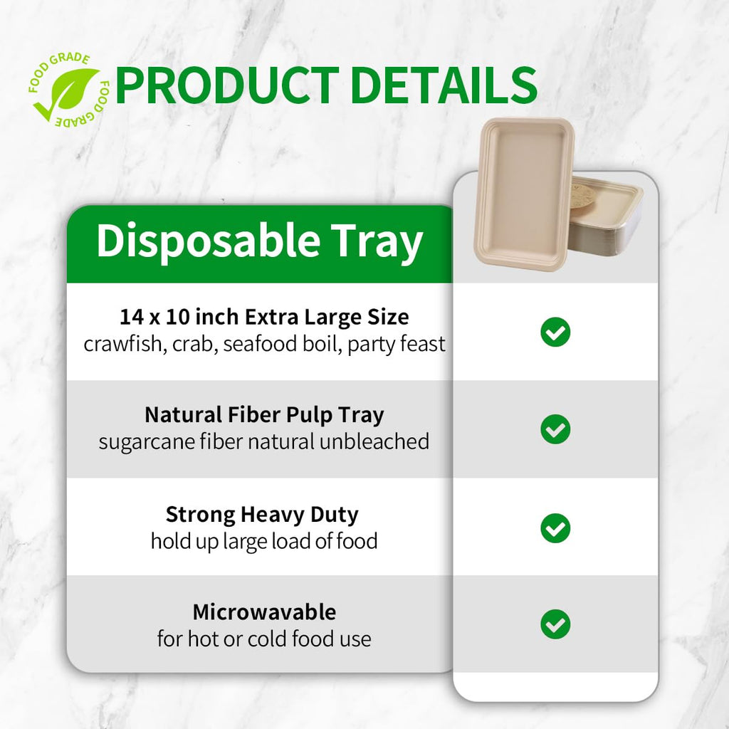 bloomoon 50 Pack 14 inch Disposable Crawfish Trays,Large Paper Plates 14 inch Food Trays Disposable for Seafood Lobster Crab BBQ, Crawfish Boil Party Supplies