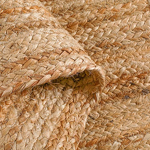 Natural Jute Braided Area Rug 2x3 ft, Hand Woven Reversible Boho Rug