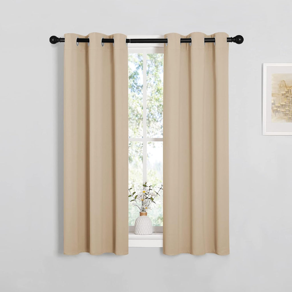 NICETOWN Room Darkening Curtain Panels - Thermal Insulated Grommet Drapes, Biscotti Beige, 2 Panels, W29 x L40-Inch