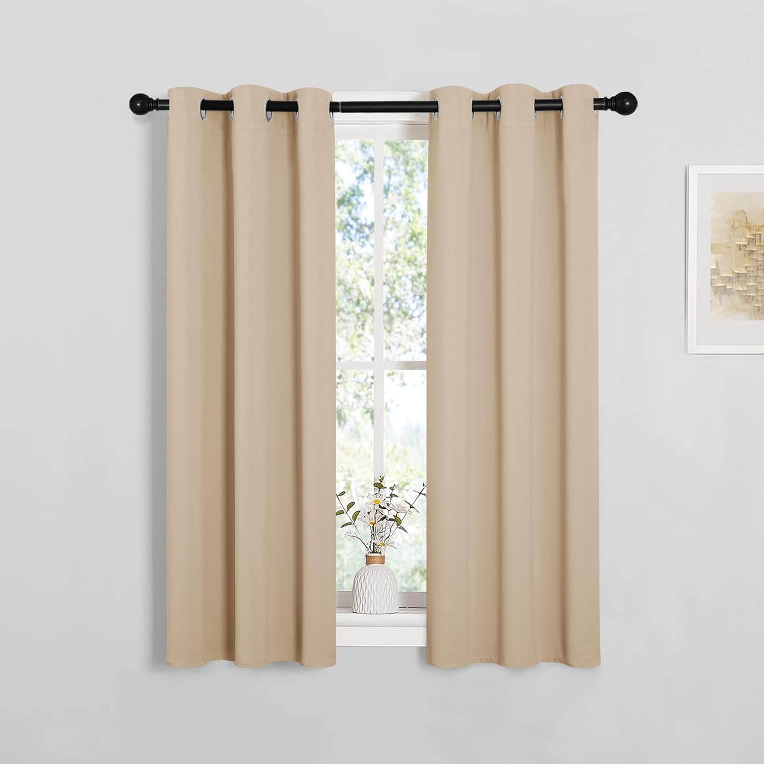 NICETOWN Room Darkening Curtain Panels - Thermal Insulated Grommet Drapes, Biscotti Beige, 2 Panels, W29 x L40-Inch