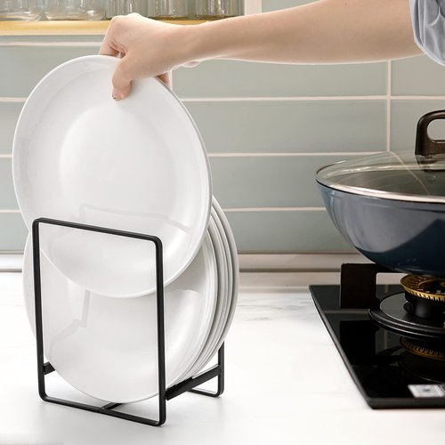 ZOOFOX 3 Pieces Metal Dish Organizer, Plate Organizer for Cabinet, Kitchen Storage Cabinet Organizer for Plates, Pots and Pans (2 Sizes)