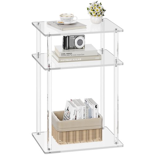 XOHYW Clear Acrylic Side Table Nightstand, Modern End Table, Coffee Table for Bedroom, Living Room, Bathroom, Easy Assembly, 15.7'' L x 11.8'' W x 22.6'' H