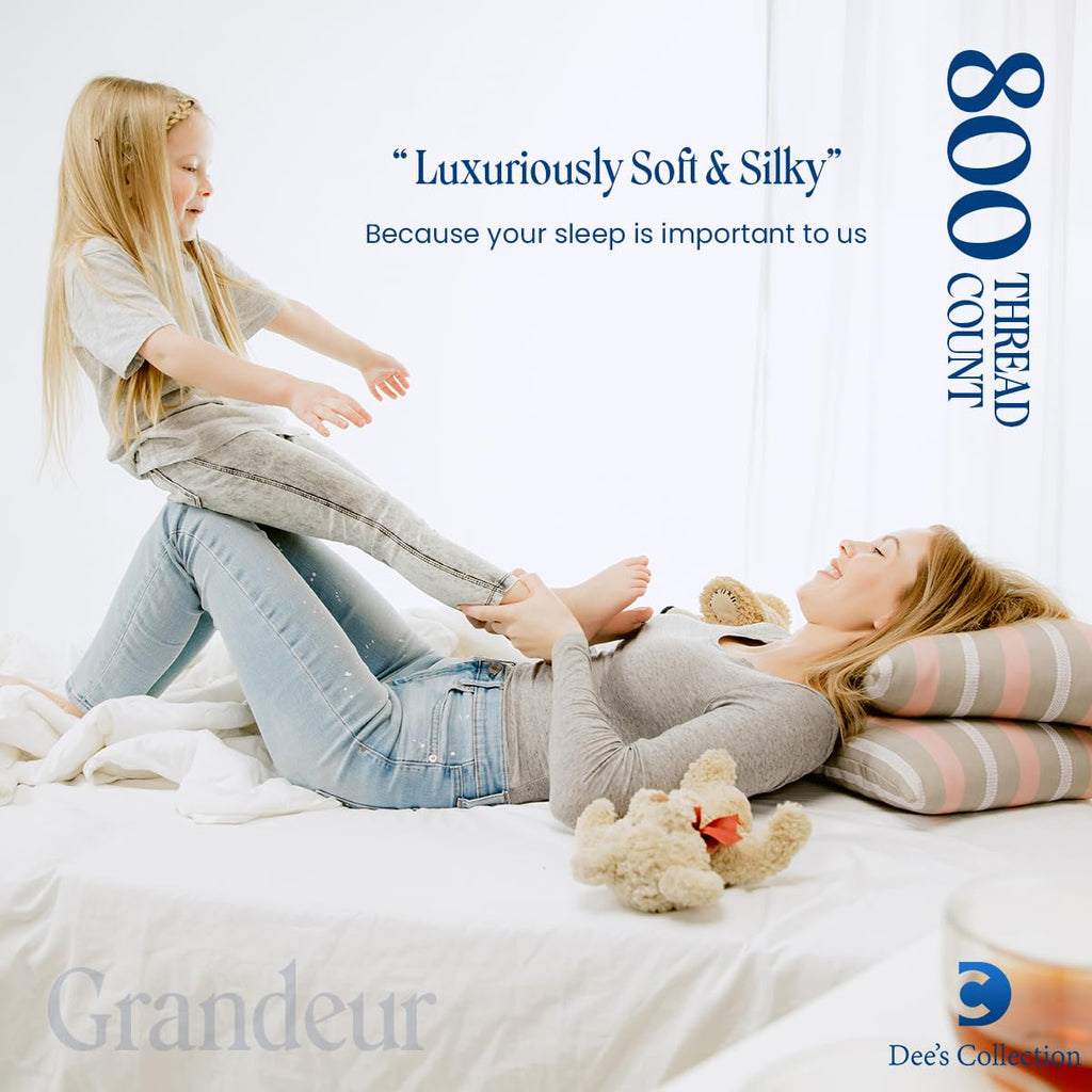 Dee's Collection Luxury 4 Piece Egyptian Cotton Sheets Olympic - Queen Size - 800 Thread Count, 100% Cotton Sheets, 15" Deep Pocket Sheet Set, Breathable, Soft and Premium Cotton - White