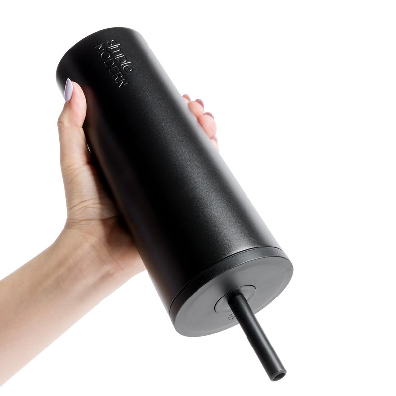 Simple Modern Insulated Tumbler with Lid and Straw | Leak-Proof Iced Coffee Cup | Ceramic-Lined Stainless Steel Travel Mug | Gifts for Women Her Him | Classic Signature | 24oz | Midnight Black
