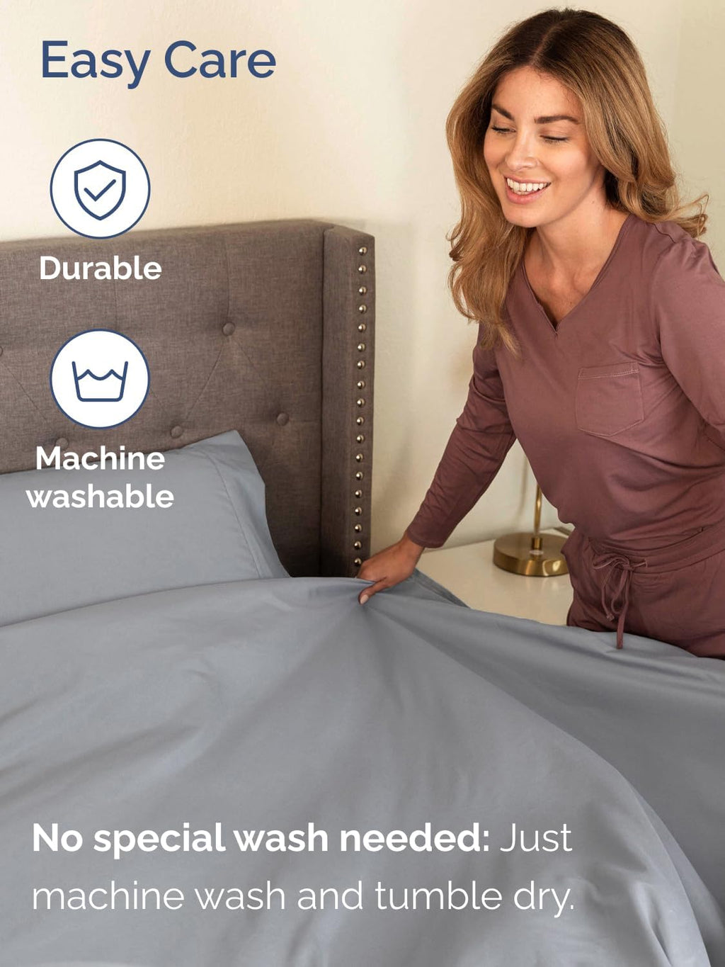 Skiennix Extra Deep Full Sheet Set | 6-Piece Breathable Cooling Bedding - Soft, Wrinkle-Free - Steel Blue