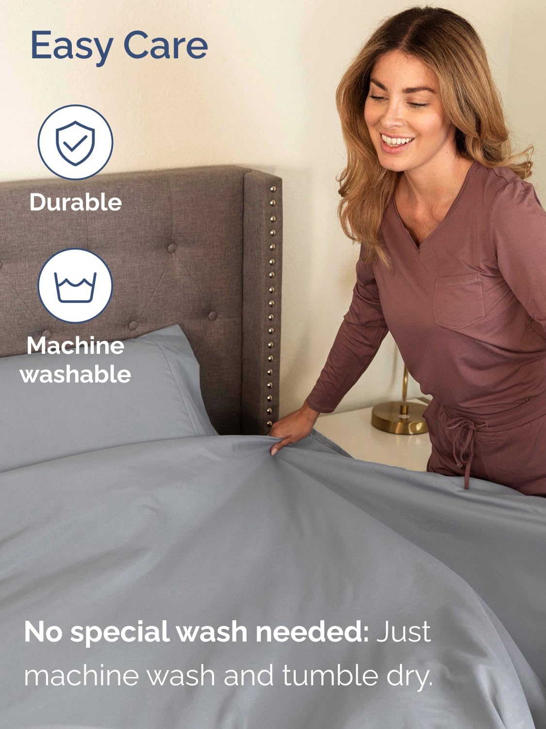 Skiennix Extra Deep Full Sheet Set | 6-Piece Breathable Cooling Bedding - Soft, Wrinkle-Free - Steel Blue