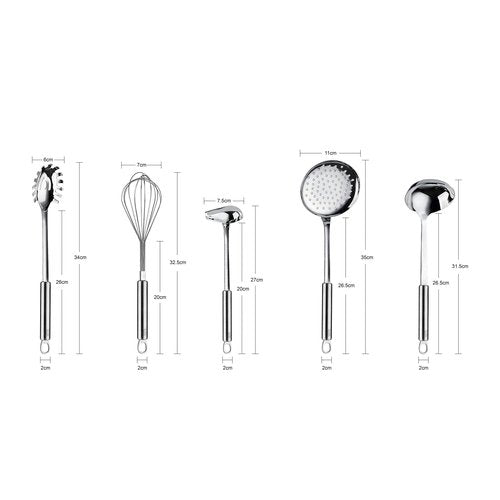 RJ Legend Kitchen Utensil Stainless Steel Cooking Utensils Set (9 Pieces)