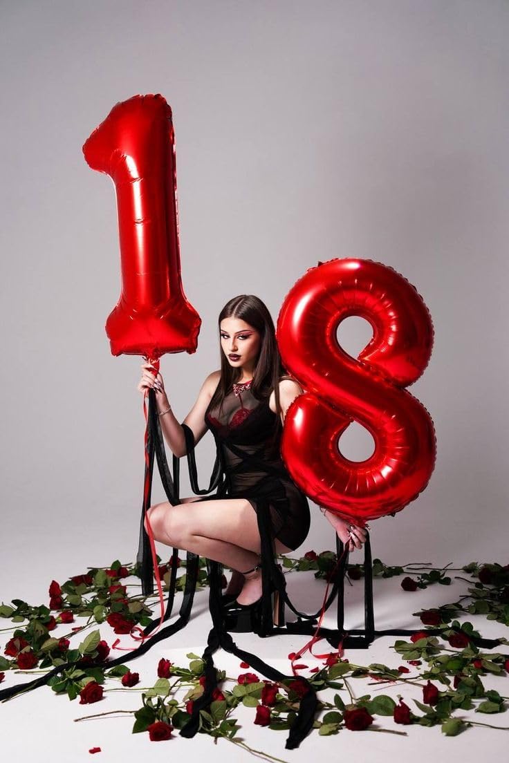 Numbers Balloons 40 Inch Red - 18th Birthday Party Decoration | Big Foil Balloons for Men & Women