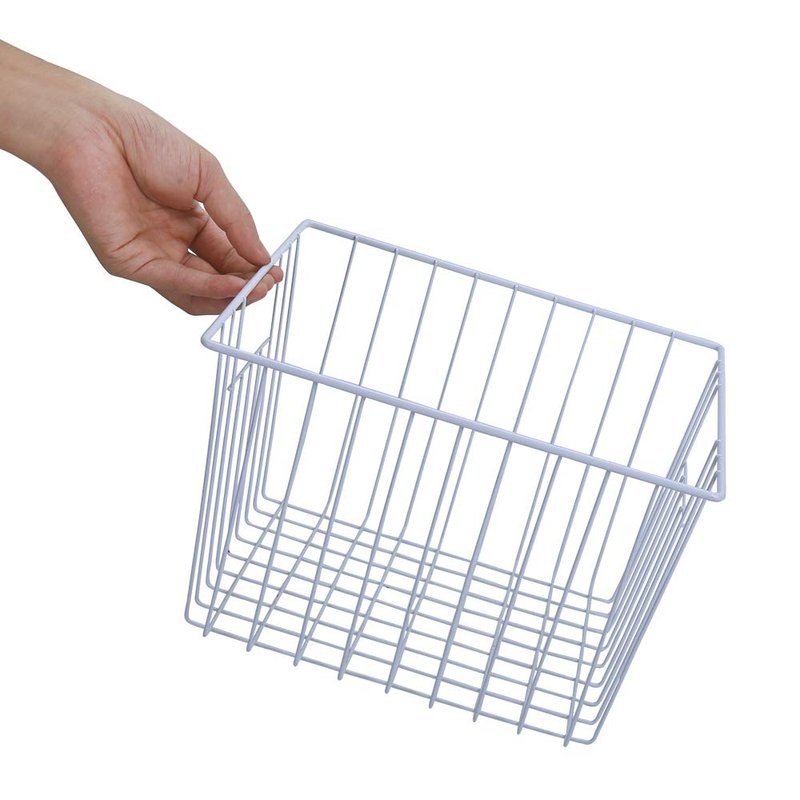 Y.Z.Bros Freezer Organizer Bin, Kitchen Metal Wire Storage Basket, Pantry Cupboard Household Container Divider with Handles, Bathroom, Closet, Bedroom, Office, Rustproof - White（4）