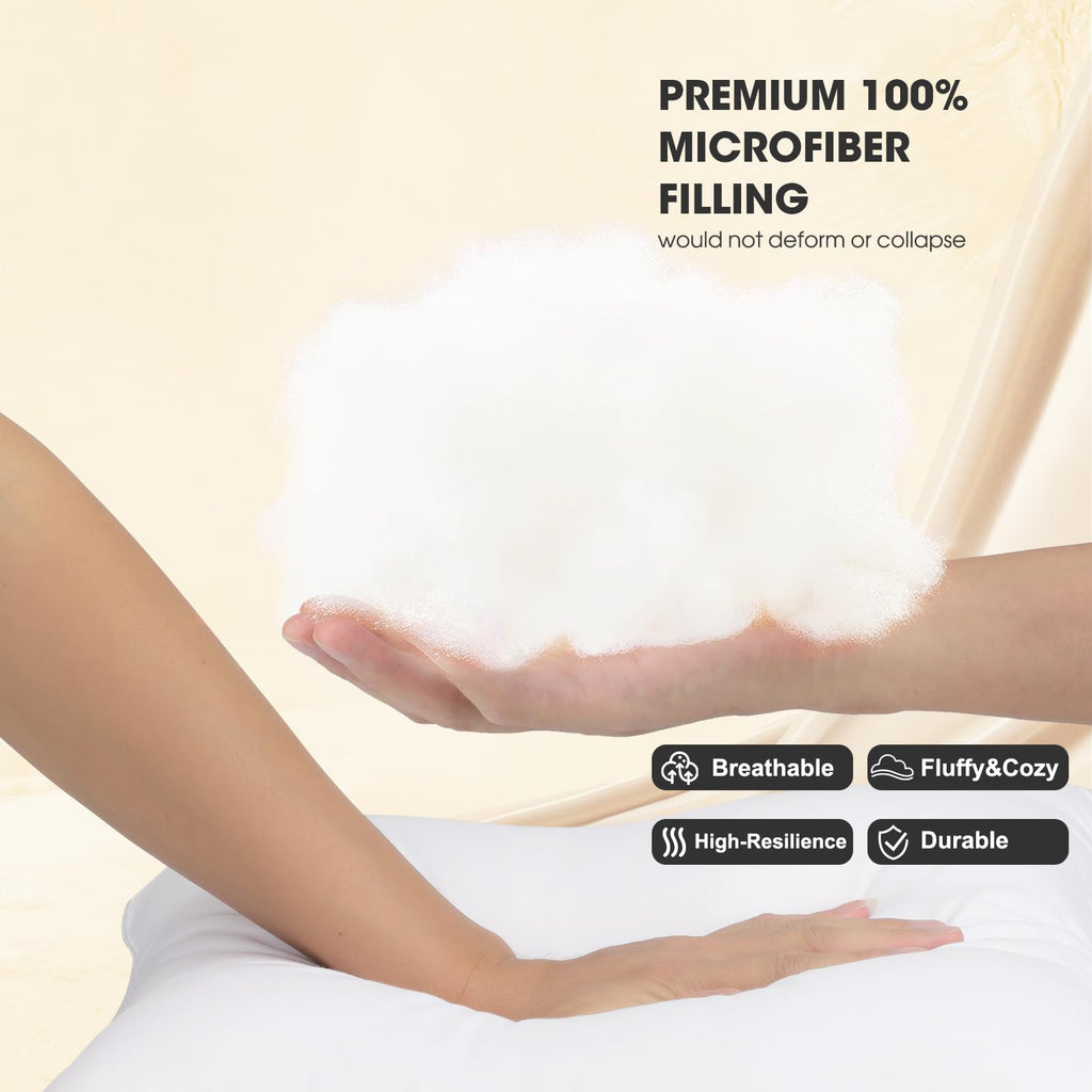 WINGLAM，Throw Pillow Inserts,Decorative Stuffer Pillows，Sham Stuffer，White，2 Pack，34x34 Inches, Hypoallergenic，Polyester,Ultra Soft，Lightweight Down Alternative,Square(2)