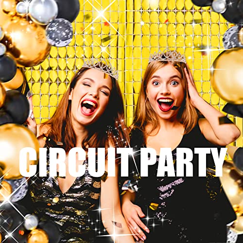 Gold Shimmer Wall Backdrop Curtains - 2-Pack 3.3x6.6 Ft Party Streamers