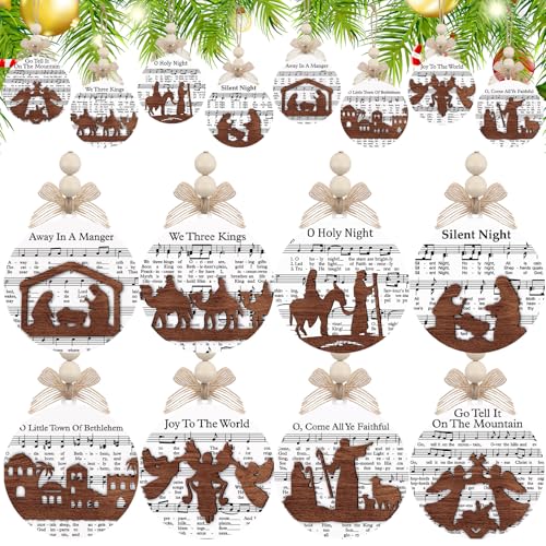 Nativity Scene Ornaments 32-Pack Wooden Music 3D Decor – HunnmingRe