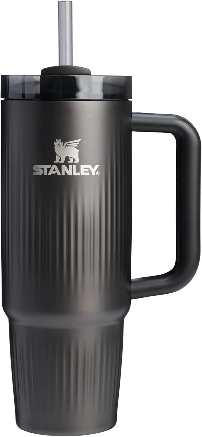 STANLEY Quencher H2.0 Tumbler - 30 oz Insulated Stainless Steel Cup with Handle & Straw | Fluted Black