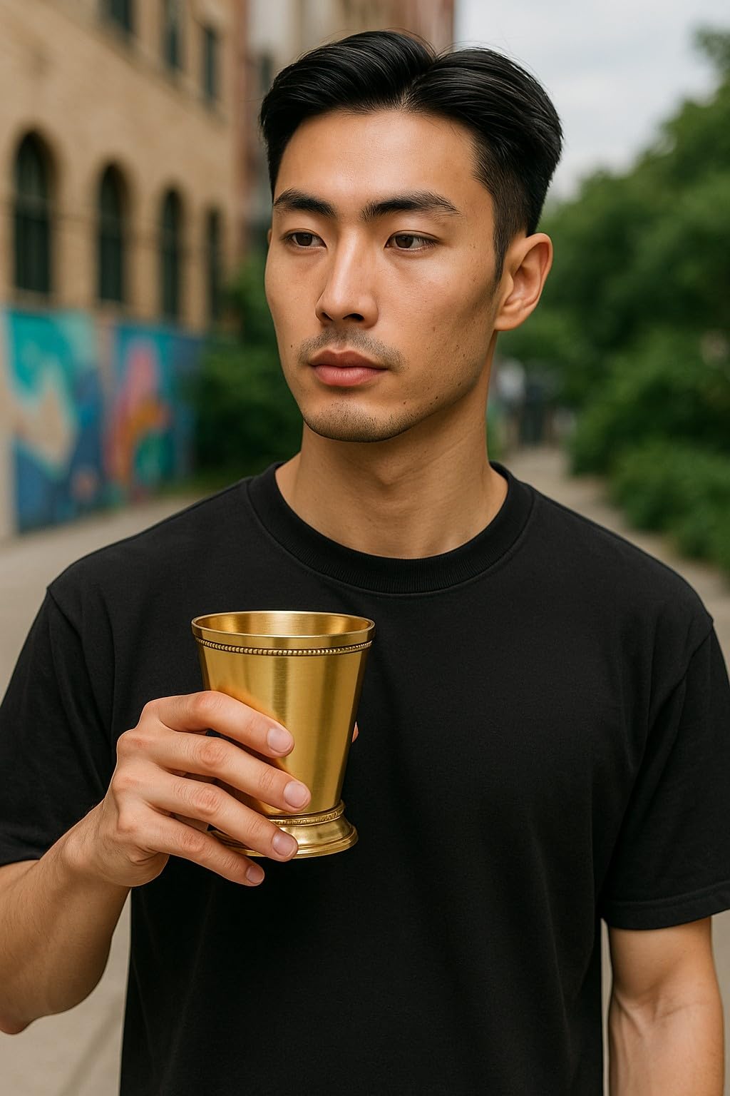 Wonderlist Handicrafts Designer Brass Mint Julep Cup Goblet Tumbler Capacity 12 Ounce Each Gold Julep Cup (Plain)