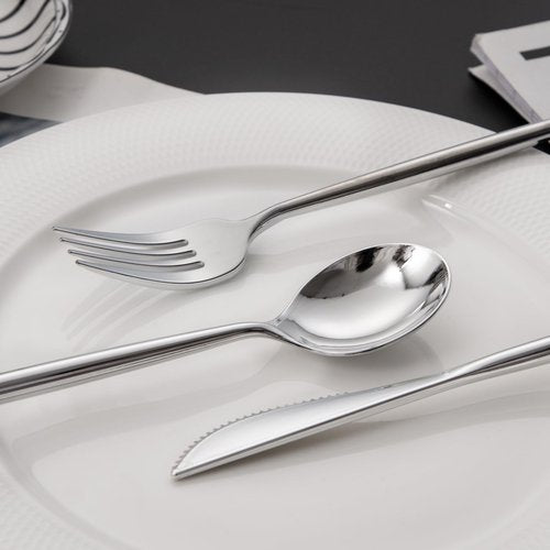 LIYH 102 Pcs Silver Plastic Silverware - Heavyduty Plastic Cutlery Set Disposable Utensils Flatware Set Knives Forks Spoons Disposable Cutlery Mothers Day
