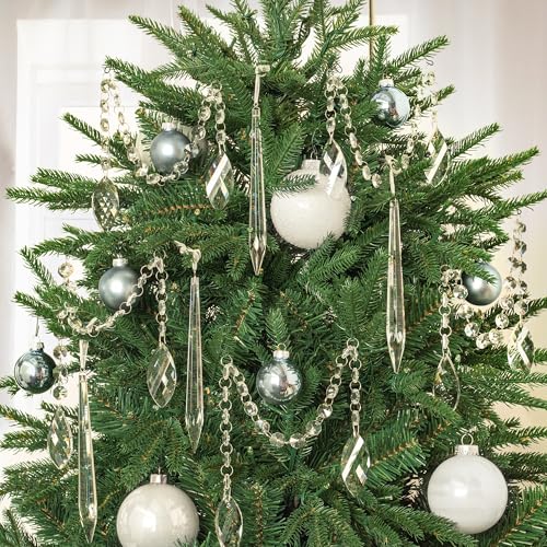 KI Store 6pcs Clear Glass Crystal Icicles for Christmas Tree Decorations Hanging Crystal Icicle Prism Pendants Ornaments