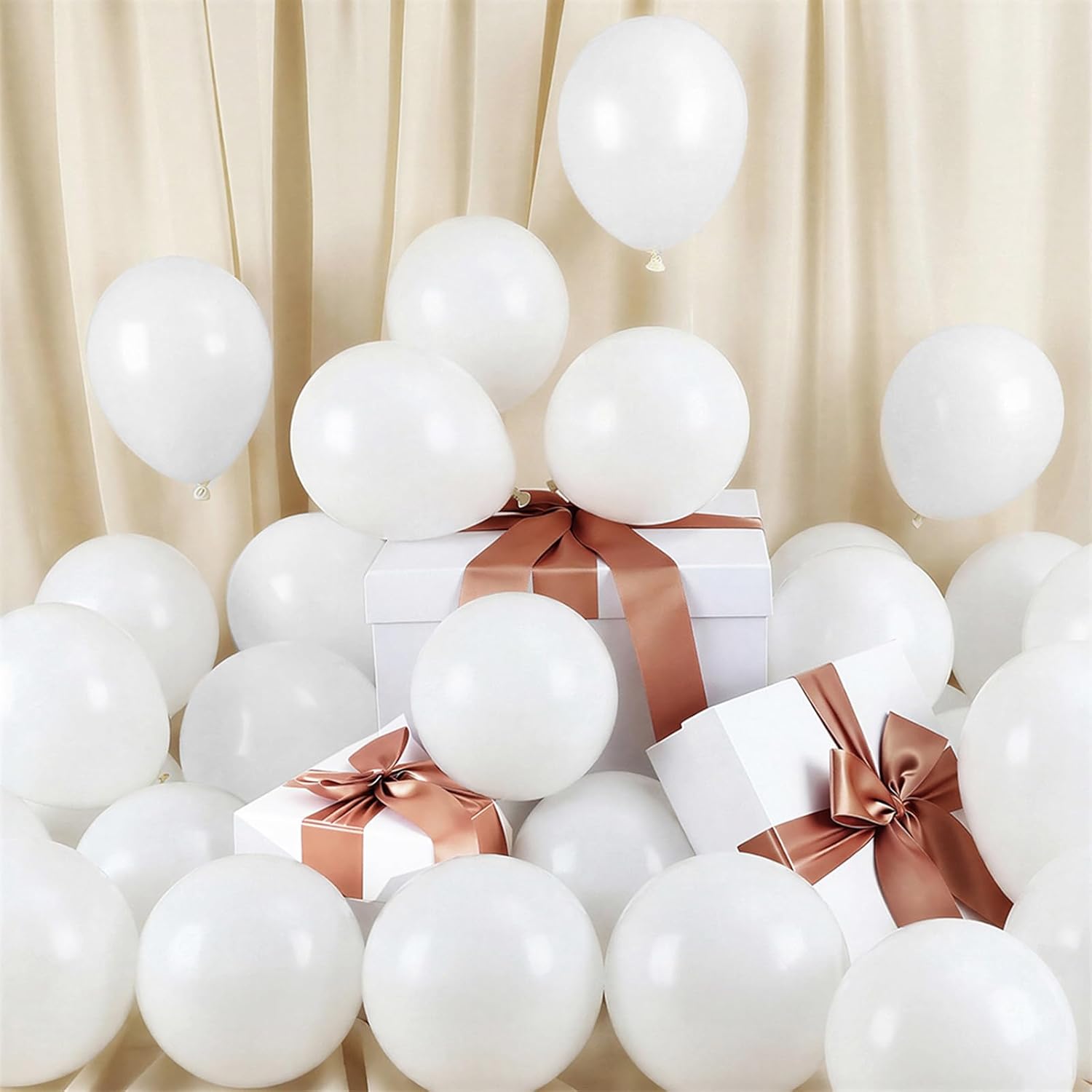 RUBFAC White Balloons - 5 Inch Latex Party Balloons | 120pcs for Graduation, Weddings & Anniversaries