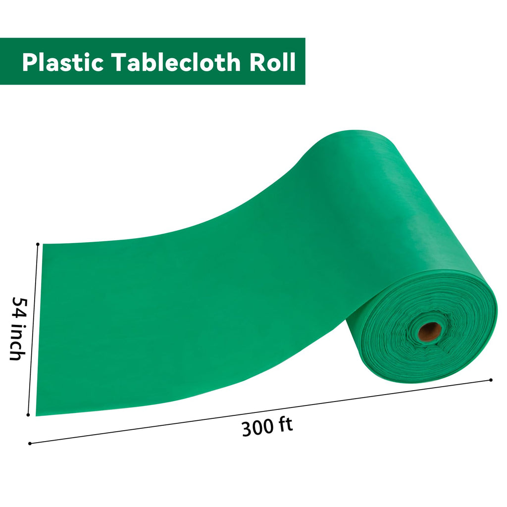 WDF 54 Inch X 100 Feet Blue Plastic Table Cover Roll - Plastic Table Cloth Disposable - Blue Tablecloth with Slide Cutter Perfect for Parties, Brithday,4th of July