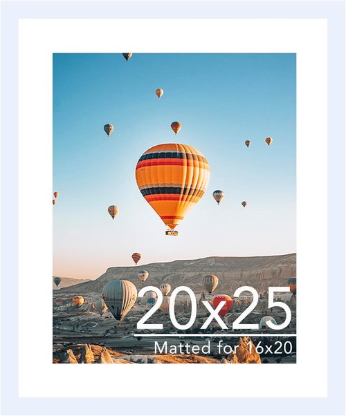 JCJMY 20x25 Picture Frame - Versatile Wall Hanging for 16x20 Photos with Mat or 20x25 Without Mat, White