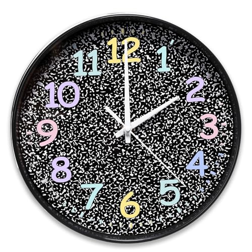 Huquary 10-Inch Silent Wall Clock for Classroom & Home Decor, Educational Notebook Design