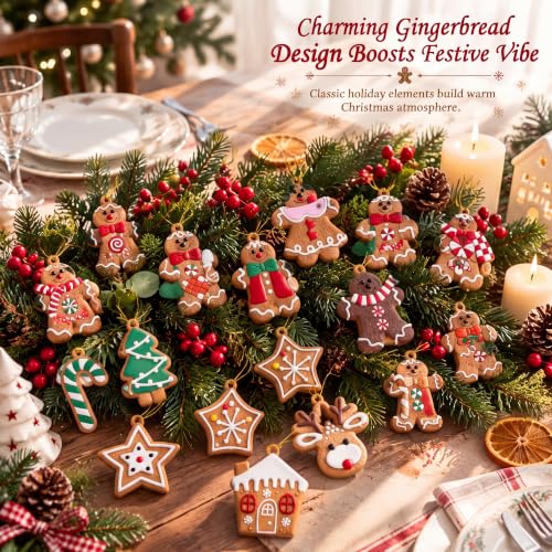 24pcs Gingerbread Christmas Tree Ornaments Holiday Decor for Holiday Parties