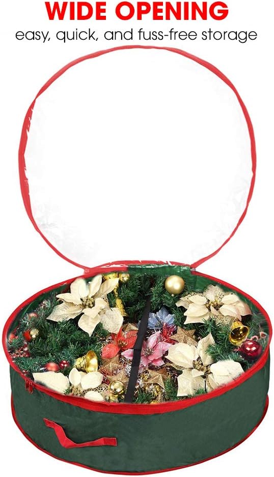 Primode Christmas Wreath Storage Bag - Extra Large 48" with Clear Window | Durable 600D Oxford Material | Ideal for Holiday Decor
