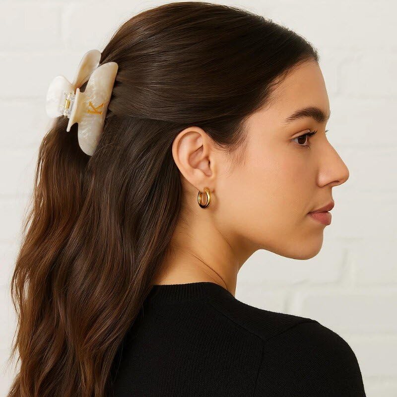 Skiennix Glitter Initial Claw Clip - Cute Valentine's Day Gift for Her | Letter E, Perfect for Teens & Women