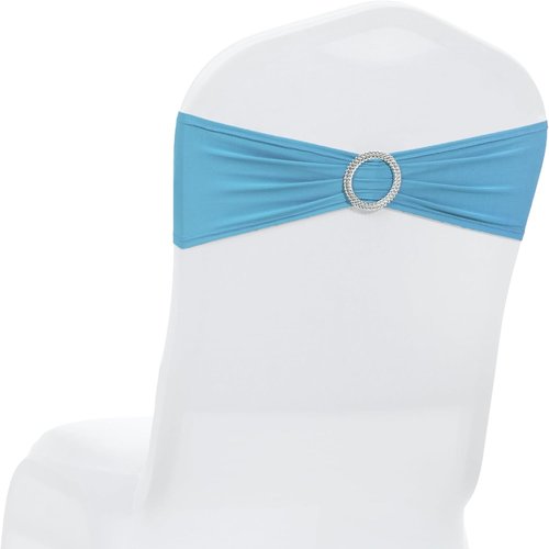 MDS Spandex Chair Sashes - Universal Fit Elastic Stretch Bands with Buckle for Weddings | 250 Pack - Blue
