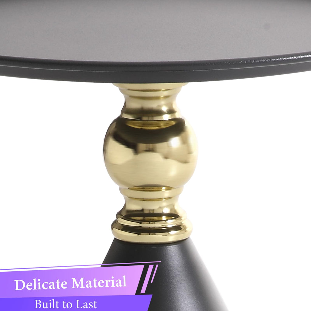 seonyou Round Side Table Modern Small End Table, Black Pedestal Circle Accent Tables Metal, Drink Martini Tables for Small Spaces and Living Room Couch Office