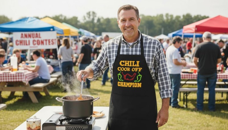Chili Cook Off Champion Black Apron, Chili Contest Apron, Chili Competition Prize, Cook Off Trophy