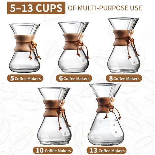 YQL Pre-folded Pour Over Coffee Filter, Unbleached Disposable Natural Paper Filters for Pour Over & Drip Coffee Makers and More (50 Count)