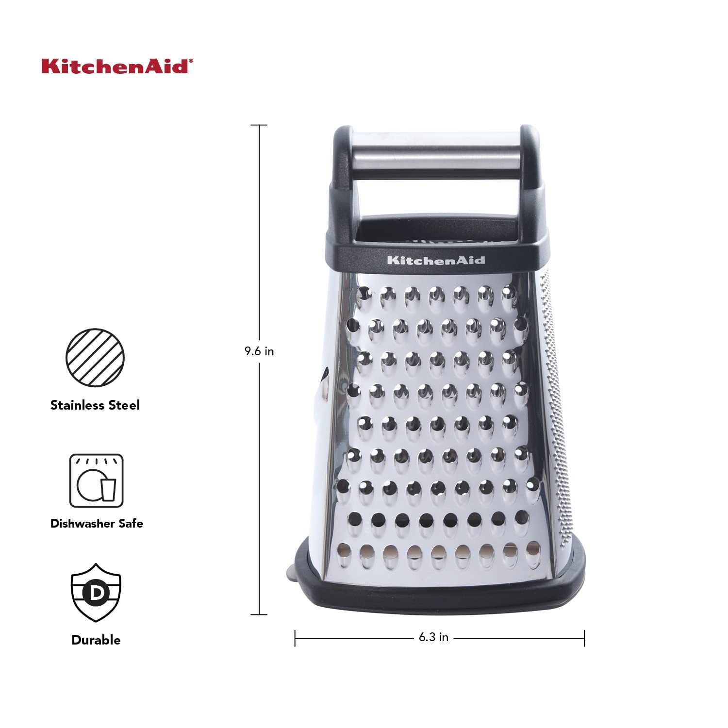 KitchenAid No Mess Citrus Squeezer, One size, Lemon & Gourmet 4-Sided Stainless Steel Box Grater with Detachable Storage Container, 10 inches tall, Black