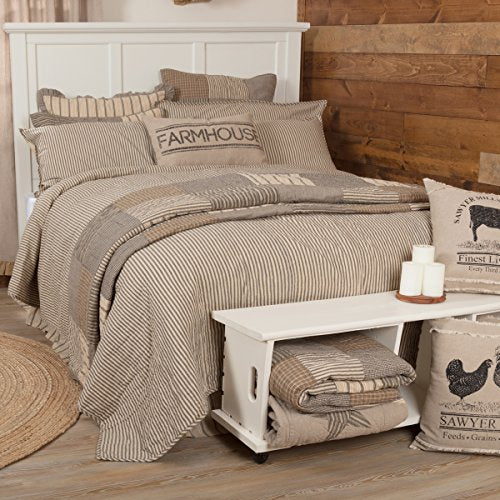 Sawyer Mill Ticking Stripe Quilt Twin Size - Charcoal Grey