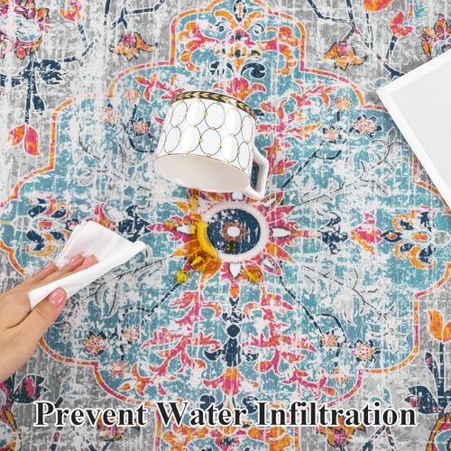 2x6 Washable Boho Hallway Runner Rug, Non-Slip Faux Wool Kitchen Mat