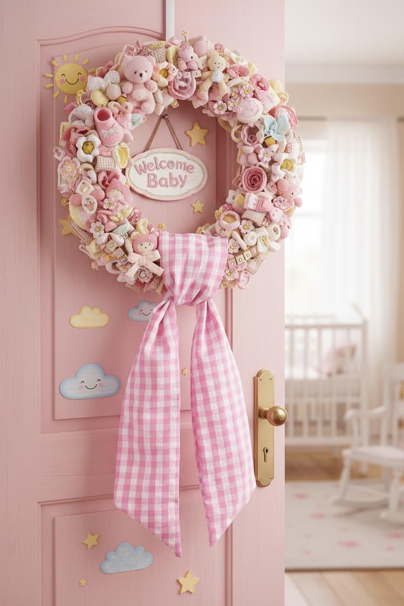 Skiennix Pink Plaid Wreath Sash - Versatile Front Door Decoration for Weddings & Holidays | Indoor/Outdoor Farmhouse Decor