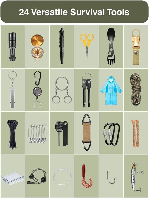 HOOK-EZE Survival Kit Advent Calendar 2025 - 24 Days of Essential Survival Gear for Camping & Hiking Gifts