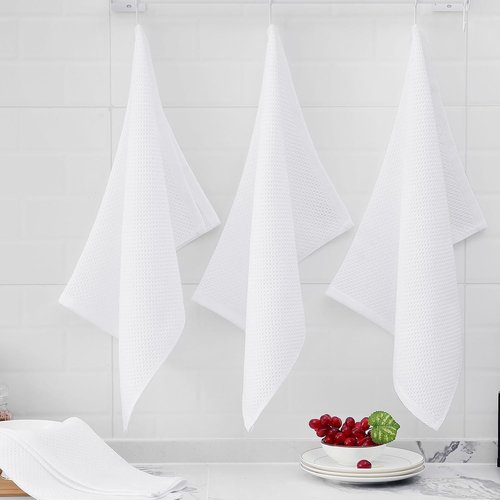 Homaxy 100% Cotton Kitchen Dish Towels - Ultra Soft & Absorbent Quick Drying, 20 x 28 Inches, 4-Pack | White