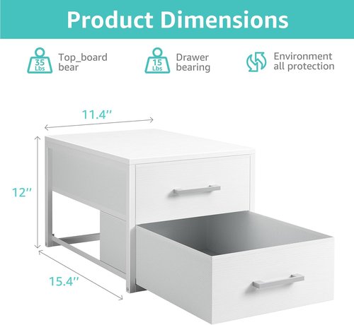 BOLUO Stackable Storage Drawers - Narrow Closet Organizers | Modern White Fabric 2-Pack Dresser for Bedroom