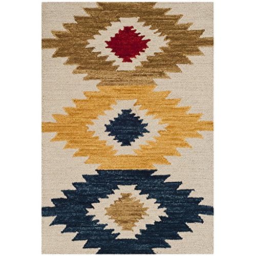 SAFAVIEH Aspen Collection Accent Rug - 2' x 3', Ivory & Multi, Handmade Moroccan Boho Tribal Wool, Ideal for High Traffic Areas in Entryway, Living Room, Bedroom (APN704A)