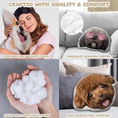 Custom Pet Pillow - Personalized Dog & Cat Face Pillow | Unique Pet Memorial Gift for Animal Lovers