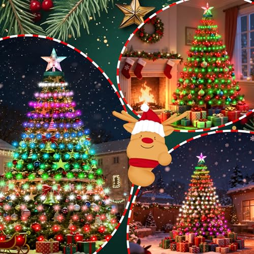 AMIPEPE 394LED Smart Christmas Tree Lights with Star Topper, 6.6ft, App Control, Music Sync, RGB Indoor/Outdoor