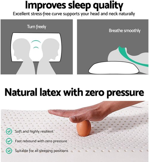 Artka 100% Natural Talalay Latex Pillow Sleeping Bed Pillow - Luxury Queen Pillow for Side, Back, and Stomach Sleepers - Extra Soft Latex Foam Pillow - Removable Breathable Cotton Cover