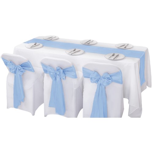flohar 12Pack Table Runner 12 x 108 Inches Satin Silk Table Runner for Wedding, Birthday Party, Banquets, Graduations Decoration, fit Rectange and Round Table-Blue Mist