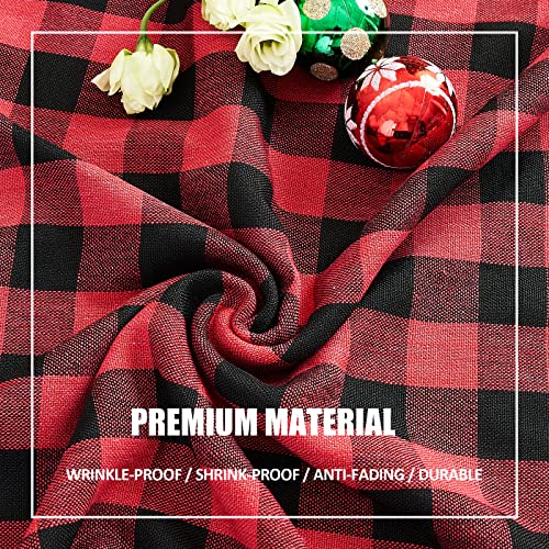Red & Black Buffalo Plaid Tablecloth 55”x84” Rectangular – 84x55 in, Midsummer Breeze