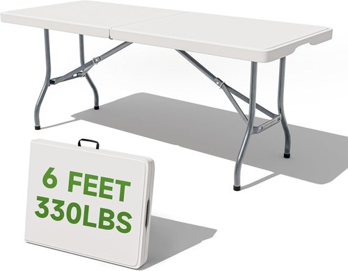 Folding Table - Heavy Duty 330LBS Capacity | Sturdy & Foldable Design for Camping, Parties & More