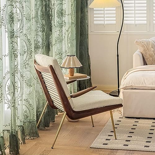 Lace Sheer Curtains with Scallop Ruffle - 70 Inch Vintage Floral Panels - 2 Pack