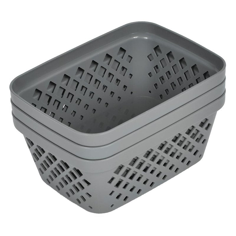 Glad Plastic Storage Basket Set - Multipurpose Drawer Trays, Kitchen Pantry Containers, and Bathroom Bins - 9 Pack Small Organizers, Grey