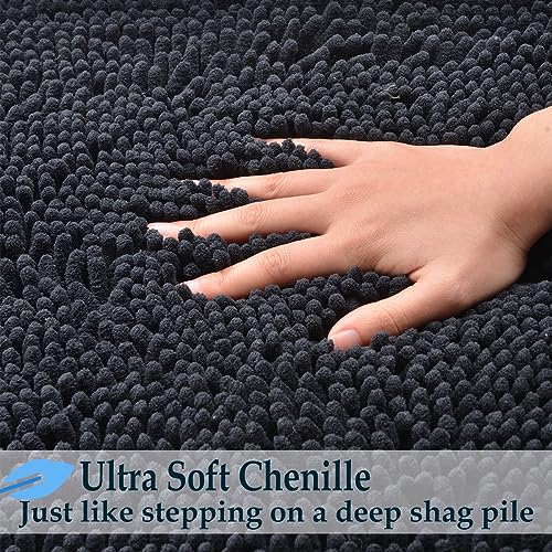 RUN HELIX 4-Piece Extra Soft Chenille Bathroom Rug Set - Non-Slip Bath Mats