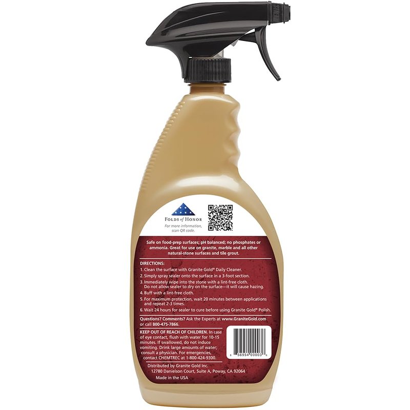 Granite Gold Daily Cleaner Spray 3-Pack with Sealer Spray 1-Pack for Granite, Marble, Travertine, Quartz, Natural Stone